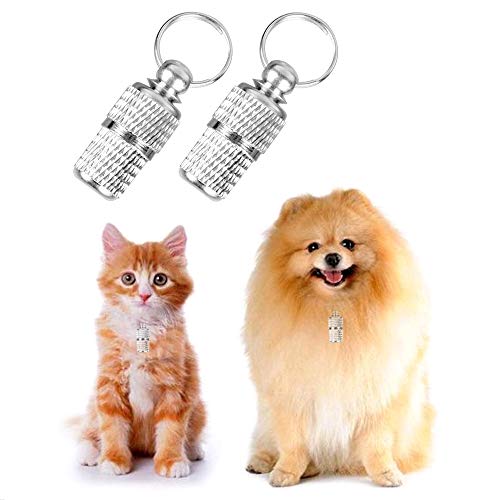 ManLee 10pcs Etiquetas para Perros Medalla Etiquetas Dirección de Gatos Placas Identificación Colgante Tag ID Nombre Caja Cápsulas para Mascotas Anti Extraviarse
