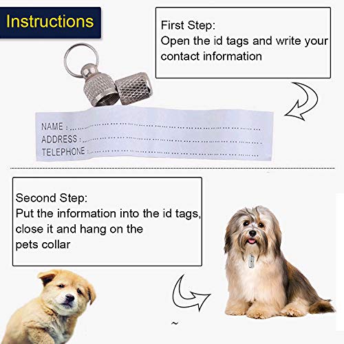 ManLee 10pcs Etiquetas para Perros Medalla Etiquetas Dirección de Gatos Placas Identificación Colgante Tag ID Nombre Caja Cápsulas para Mascotas Anti Extraviarse