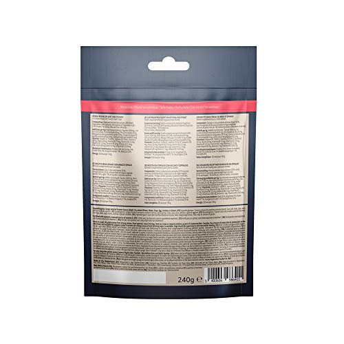 Marca Amazon - Lifelong - Treats para perros, sin trigo, con mono-proteína, con vacuno y espinaca (4 packs x 240gr)