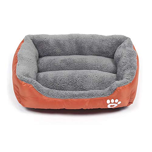 Martin Kench Cama para perros, cesta para perros, sofá para perros, cojín para perros, funda lavable, cojín cuadrado (naranja, M)