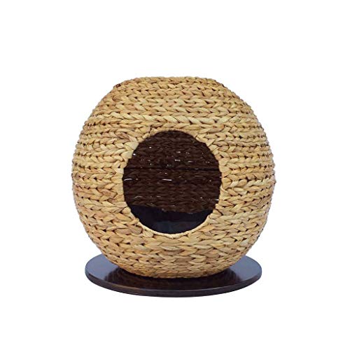 MGRECK Casa de Mimbre Hecha a Mano para Mascotas, caseta de Arena para Gatos, Perrera extraíble y Lavable para Perros pequeños, Nido de Estaciones, Mano de Obra Exquisita