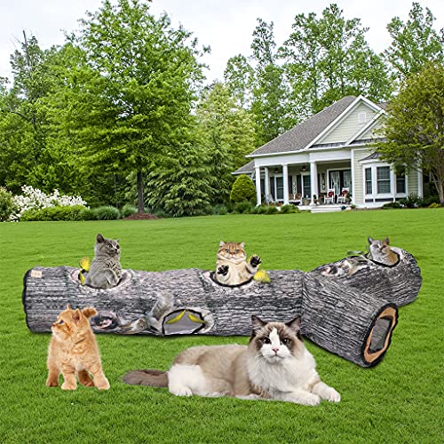 mingsheng Túnel para gatos, juguete grande y plegable, diseño de construcción de poliéster resistente, escondite plegable, gato doméstico, gato de casa, gran pliegue muy largo (65 x 150 cm)
