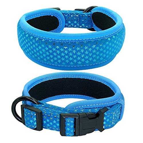 MMWW Dog collarCollar Acolchado Suave para Perros Collares Gruesos Anchos para Mascotas Ajustable para Perros medianos Grandes Beagle Pug Rosa Negro Azul S M L Tienda de Mascotas-Azul_L