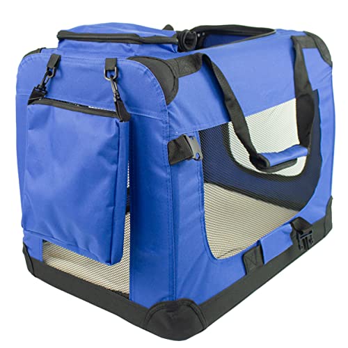 Mobiclinic, Transportín para Mascotas (Perros, Gatos, Conejos, Hurones, Chinchillas), Balú, Talla M, Bolsa de Transporte para Viajes, con Asas, Transpirable, Plegable, 57x38x44 cm, Azul