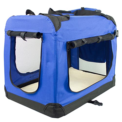 Mobiclinic, Transportín para Mascotas (Perros, Gatos, Conejos, Hurones, Chinchillas), Balú, Talla M, Bolsa de Transporte para Viajes, con Asas, Transpirable, Plegable, 57x38x44 cm, Azul