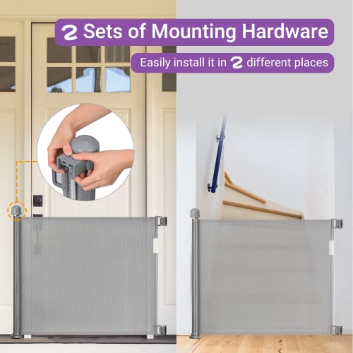 Momcozy Barrera Seguridad Niños Escalera, 0cm-140cm Puerta Seguridad Bebé Extensibles, Vallas de Seguridad para Escaleras, Barrera Escalera Bebé para Uso en Interiores y Exteriores, Gris