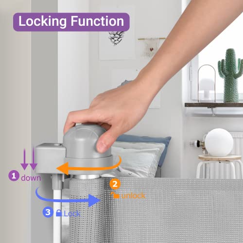 Momcozy Barrera Seguridad Niños Escalera, 0cm-140cm Puerta Seguridad Bebé Extensibles, Vallas de Seguridad para Escaleras, Barrera Escalera Bebé para Uso en Interiores y Exteriores, Gris