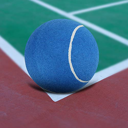 Nicoone Bola de tenis gigante gigante de gran tamaño de 8 pulgadas grande inflable de goma pelota de tenis Signature Pet Toy con red para jugar azul (azul)
