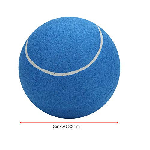 Nicoone Bola de tenis gigante gigante de gran tamaño de 8 pulgadas grande inflable de goma pelota de tenis Signature Pet Toy con red para jugar azul (azul)