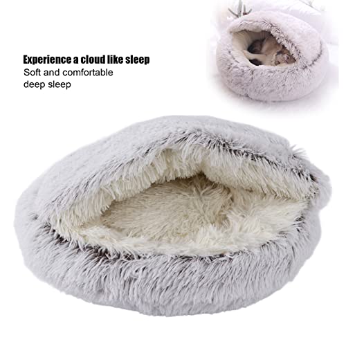 Nido de Gato, Cojín Calefactor, Cama para Gatos, Cojín Redondo para Perros Y Gatos, Cama Portátil para Animales, para Tu Gatito o Cachorro, Cálida en Invierno((Estilo de felpa) Noble color café.)