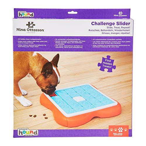 Nina Ottosson por Outward Hound Challenge Slider - Rompecabezas para perros con módulos deslizantes - Juguete estimulador con dispensador de premios