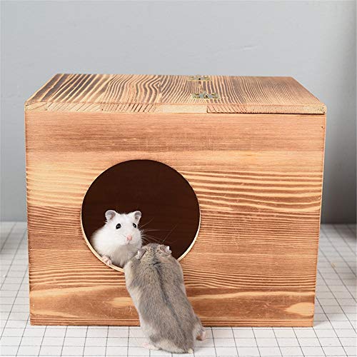 Nvshiyk Cabina para hámsteres, cueva de casa de madera para hámster, jerbo de rata, jaula para pájaros montada para animales pequeños (color : color de la imagen, tamaño: 22 x 17,5 x 17,5 cm)