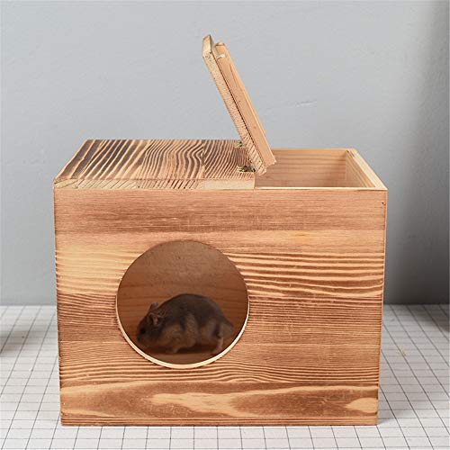 Nvshiyk Cabina para hámsteres, cueva de casa de madera para hámster, jerbo de rata, jaula para pájaros montada para animales pequeños (color : color de la imagen, tamaño: 22 x 17,5 x 17,5 cm)