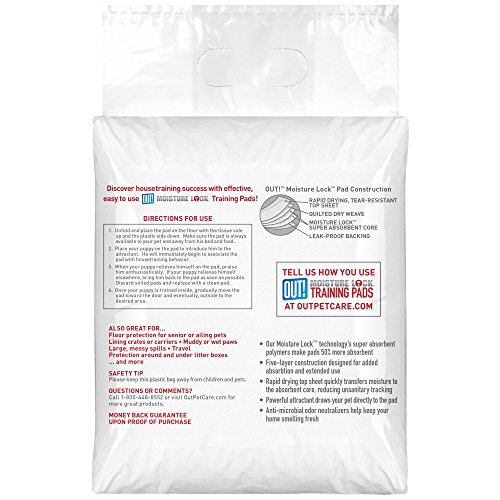 OUT! Go Here Almohadillas absorbentes de Entrenamiento para Perros y Cachorros (Pack de 180), White