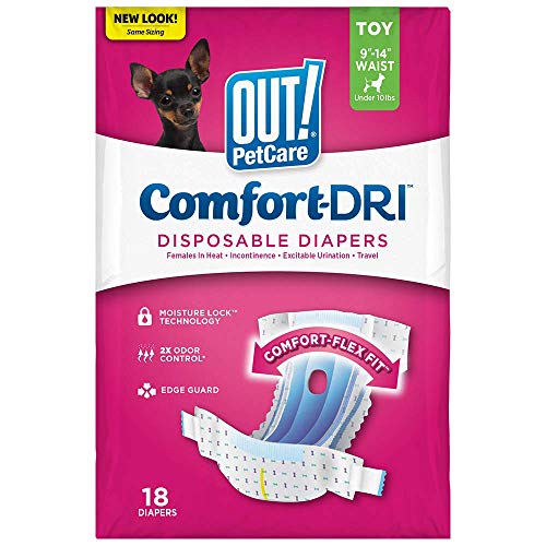 OUT! Pañales para Perros Femeninos Desechables y Absorbentes con Ajuste a Prueba de Fugas (Paquete de 18) Juguete
