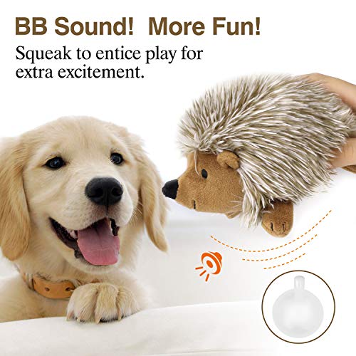 Pawaboo [2 PZS Juguete de Felpa para Perro, Juguetes Cachorros sin Tóxico, Super Suave de Imitación de Piel de Erizo Estilo, Juguete Masticable y Chirriante Interactivos - Marrón