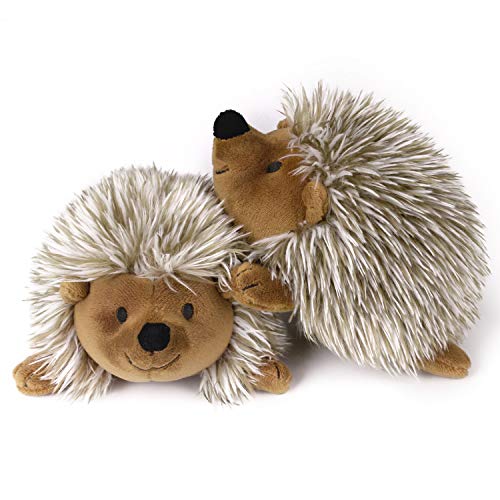 Pawaboo [2 PZS Juguete de Felpa para Perro, Juguetes Cachorros sin Tóxico, Super Suave de Imitación de Piel de Erizo Estilo, Juguete Masticable y Chirriante Interactivos - Marrón