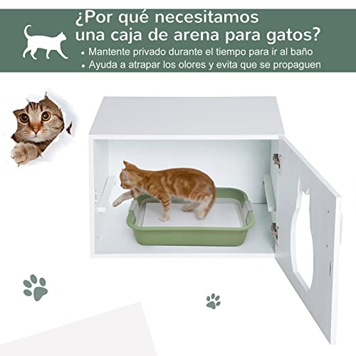 PawHut PawHut Arenero Gatos 63x41x53,5cm Aseo Areneros Gato Mascotas con Puerta Madera
