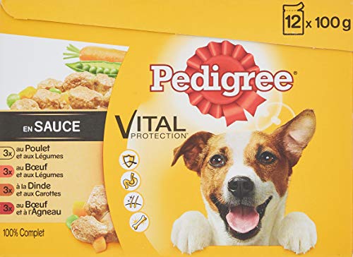 PEDIGREE Vital Protection - Sachets fraîcheur pour Chien Adulte aux 4 saveurs en Sauce, 48 sachets repas de 100g