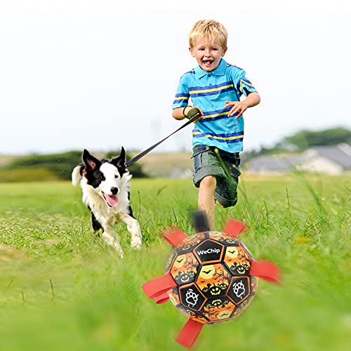 Pelota de fútbol para perros con pestañas de agarre, WeChip Durable Dog Toys, Pelotas de perro para perros pequeños y medianos, Juguetes de perro interactivos, Juguete de agua para perro