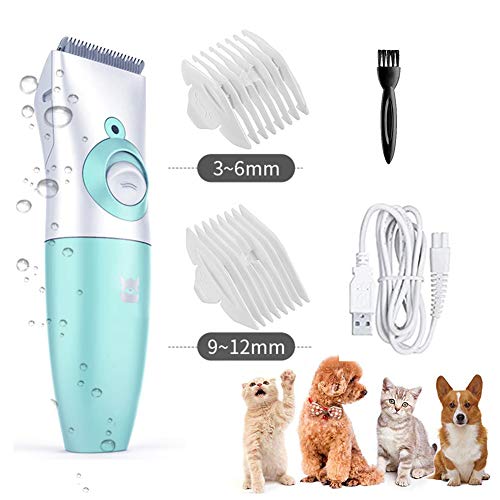 Perro Clippers Impermeable Lavable, Peluquería Canina Clippers, condensadores de Ajuste inalámbrico Recargable Profesional para Perros de Pelo máquina de Afeitar, de Poco Ruido Clippers para Mascotas