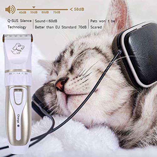 Perro Corte Profesional preparación del pelo del animal doméstico del corte de pelo máquina de afeitar recargable de la máquina for mascotas Peluquería Canina Clipper Clippers del pelo con peine guía