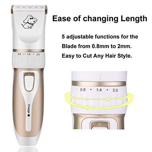 Perro Corte Profesional preparación del pelo del animal doméstico del corte de pelo máquina de afeitar recargable de la máquina for mascotas Peluquería Canina Clipper Clippers del pelo con peine guía