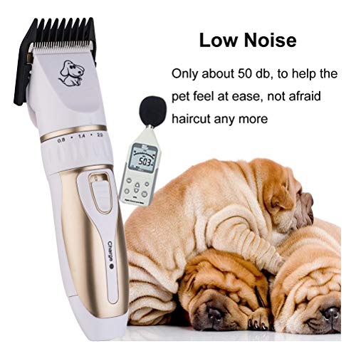Perro Corte Profesional preparación del pelo del animal doméstico del corte de pelo máquina de afeitar recargable de la máquina for mascotas Peluquería Canina Clipper Clippers del pelo con peine guía