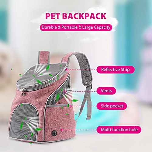 PETCUTE Mochila para Perros y Gatos,Transpirable Suave Mochila Portadora de Perros hasta 4kg,Mochila Transportín Gato con Correa de Hombro Ajustable,Tapete Extraíble,para Viajar