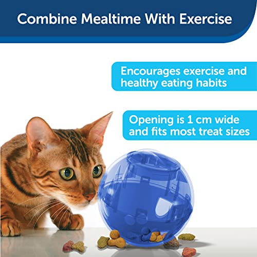 PetSafe - Dispensador de Comida para Gatos SlimCat; Juguete Interactivo para Gatos; Óptimo para Hacer Ejercicio; Perder Peso y Divertirse; Azul (Disponible en Verde; Naranja y Rosa)