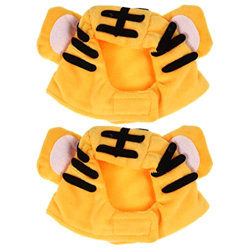POPETPOP 2 Unids Peluche de Algodón de Algodón Sombrero Amarillo Tigre Perrito Casquillo Ajustable Cumpleaños Headwear Año Nuevo Día Fiesta Accesorio para Gatito Puppy Dress Up