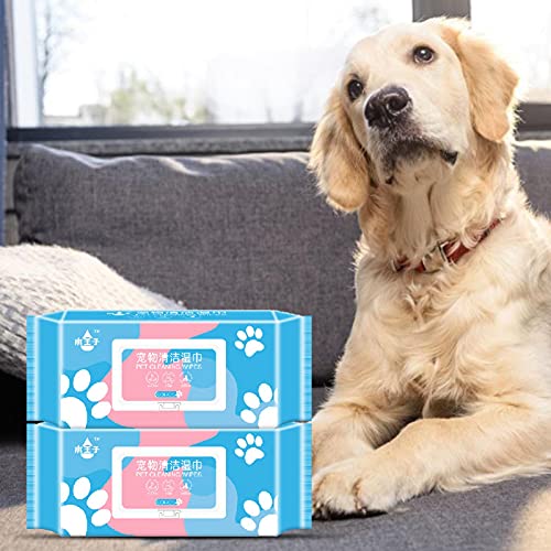 Povanjer Toallitas para Mascotas, Toallitas limpiadoras para los Ojos para Gatos y Perros, 80 Piezas de Tipo de Olor a Leche para Perros y Gatos
