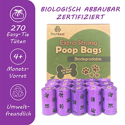 Pro Hund 300 bolsas Biodegradables para Excrementos de Perro / Caca de Perro con Dispensador y Clip / Extra Largas / Esencia de lavanda