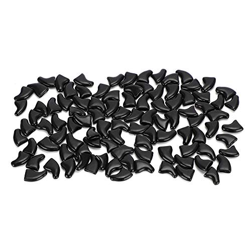 Protector de la cubierta del clavo del gato de 100 piezas, cubierta suave del casquillo del clavo del animal doméstico seguro anti arañazos protector de la pata de la pata del perro cubre(S-negro)