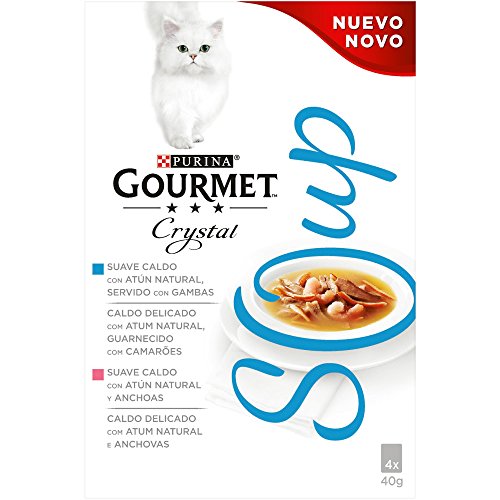 Purina Gourmet Crystal Soup comida para gatos con Atun Natural y Gambas 10 x [4 x 40 g]