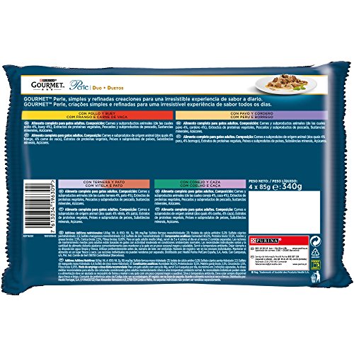 Purina Gourmet Perle Finas Láminas DUO comida para gato Carnes Delicadas 12 x [4 x 85 g]