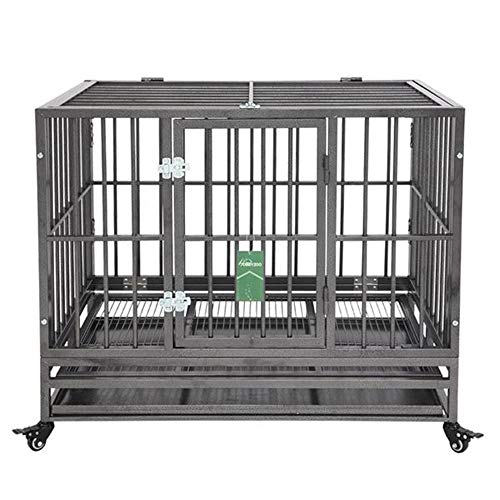 QPYJ Caseta de perro36 Heavy Duty Dog Cage Crate Kennel Metal Pet corralito portátil con Bandeja de Plata Productos para Perros Dog s House Jaula para Perros