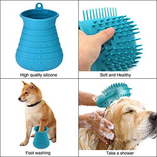 Queta Limpia Patas Perro,Limpiador De Pata De Mascota, cepillo de limpieza para mascotas ，para Limpiar Suciedad y Barro (Azul)