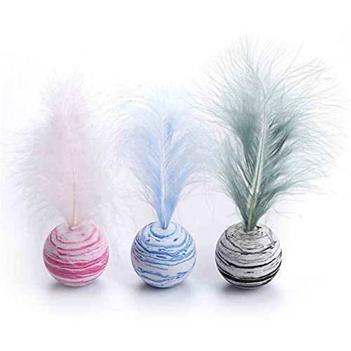 QWEQWE Gato Juguete Estrella Pelota más Pluma Material Ligero Espuma Pelota Juguete Juguete Divertido Interactivo Peluche Juguete Palo Varita de Plumas Suministros (Color : 03)