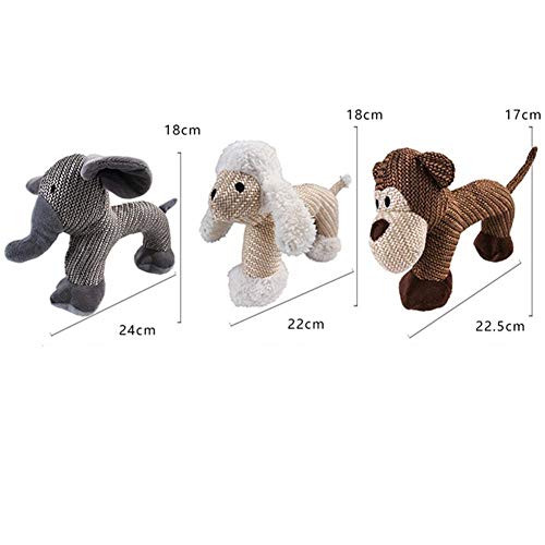 RKWEI Juguete De Peluche Chirrido,Tela De Lino Juguetes para Perros Mascota Cachorro Masticar Animales De Peluche Ardilla Cuerda De Algodón Elefante Mono Forma De Oveja Mordedura Juguetes-Oveja