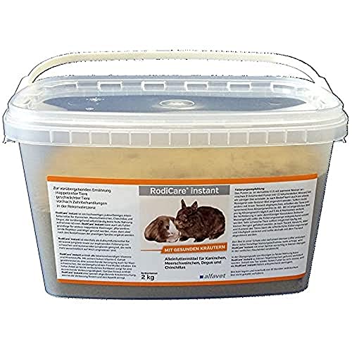 RodiCare® Instant 2 kg: 2 kg de alimento Completo para Conejos Enanos, cobayas, Degus y Chinchillas con Hierbas saludables