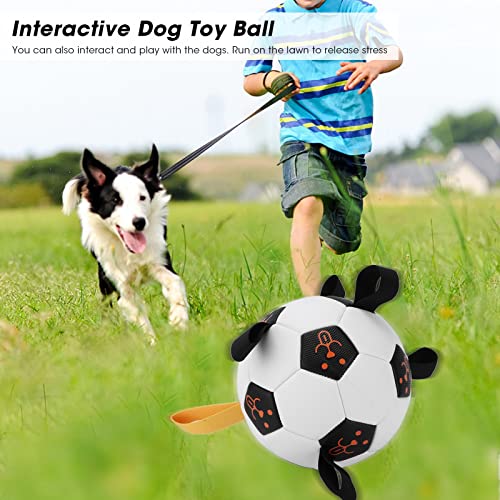 Shanrya Grab Tabs Pelota de Fútbol para Perros, Pelota de Fútbol Interactiva Flexible para Perros, Luz Multifuncional para Perros Pequeños Y Medianos(Pequeño Negro)