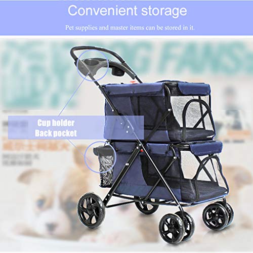 Silla de ruedas para perros ajustable Cochecito for mascotas, Porta mascotas, Gato for perros Carro plegable fácil for mascotas Carro for perros grandes Carros espaciales grandes Cuatro rondas de sumi
