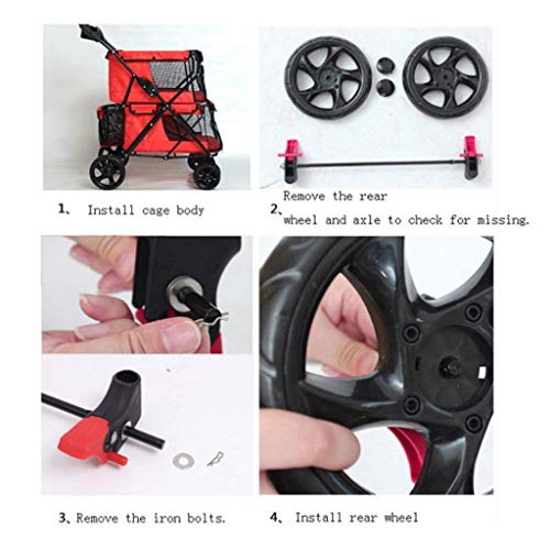 Silla de ruedas para perros ajustable Cochecito for mascotas, Porta mascotas, Gato for perros Carro plegable fácil for mascotas Carro for perros grandes Carros espaciales grandes Cuatro rondas de sumi