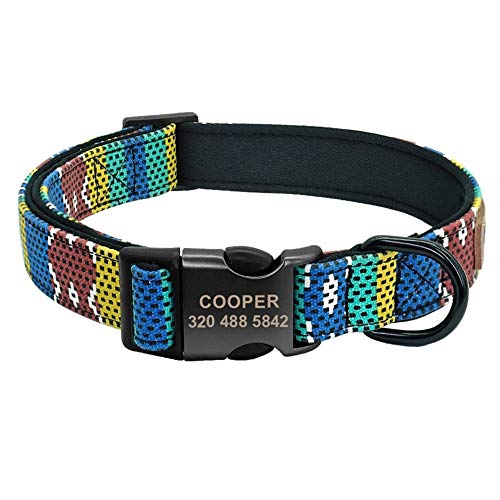 SJZS Collar de Perro Collar de Perro Personalizado con Correa de Nylon for Mascotas ID Personalizado Collares de Colores Caminar Correa Impreso Perros Pequeño Mediano for Perros Grandes