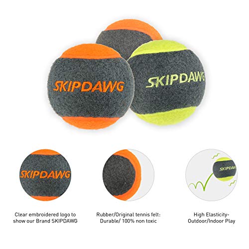 SKIPDAWG - Pelotas de tenis para perro, compatible con lanzador de pelotas de tenis para perro, juguete no tóxico, material de fieltro, juguete para perros de 2.5 pulgadas, 4 unidades