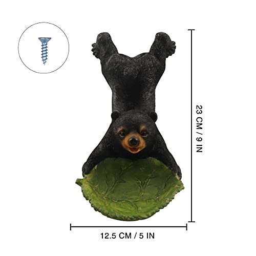 Songjum Comederos de pájaros para Exteriores, comederos de pájaros Salvajes de Oso Negro, comederos de pájaros Salvajes Escultura de abrazador de árboles para decoración de jardín de Arte de Patio