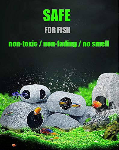 SpringSmart Rocas de acuario para mascotas acuáticas para criar, jugar y descansar, adornos de cerámica seguros y no tóxicos, pequeñas rocas decorativas para Aquascape