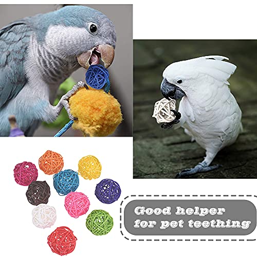 stillwen 10 Piezas Bolas de Ratán para Pájaros, Juguetes Agapornis Madera, Pequeños Animales Juguetes para Masticar, Bolas de Juguete para Pájaro, Loro, Conejos Periquito, Agapornis(5cm)
