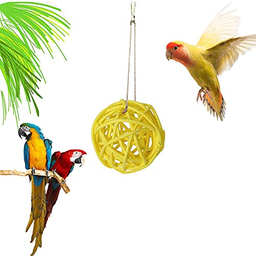 stillwen 10 Piezas Bolas de Ratán para Pájaros, Juguetes Agapornis Madera, Pequeños Animales Juguetes para Masticar, Bolas de Juguete para Pájaro, Loro, Conejos Periquito, Agapornis(5cm)